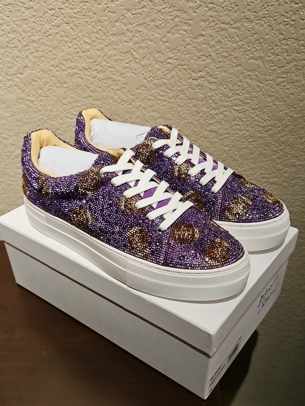 Betsey Johnson - Purple Rhinestone Football Sneakers - Women's Size 11M